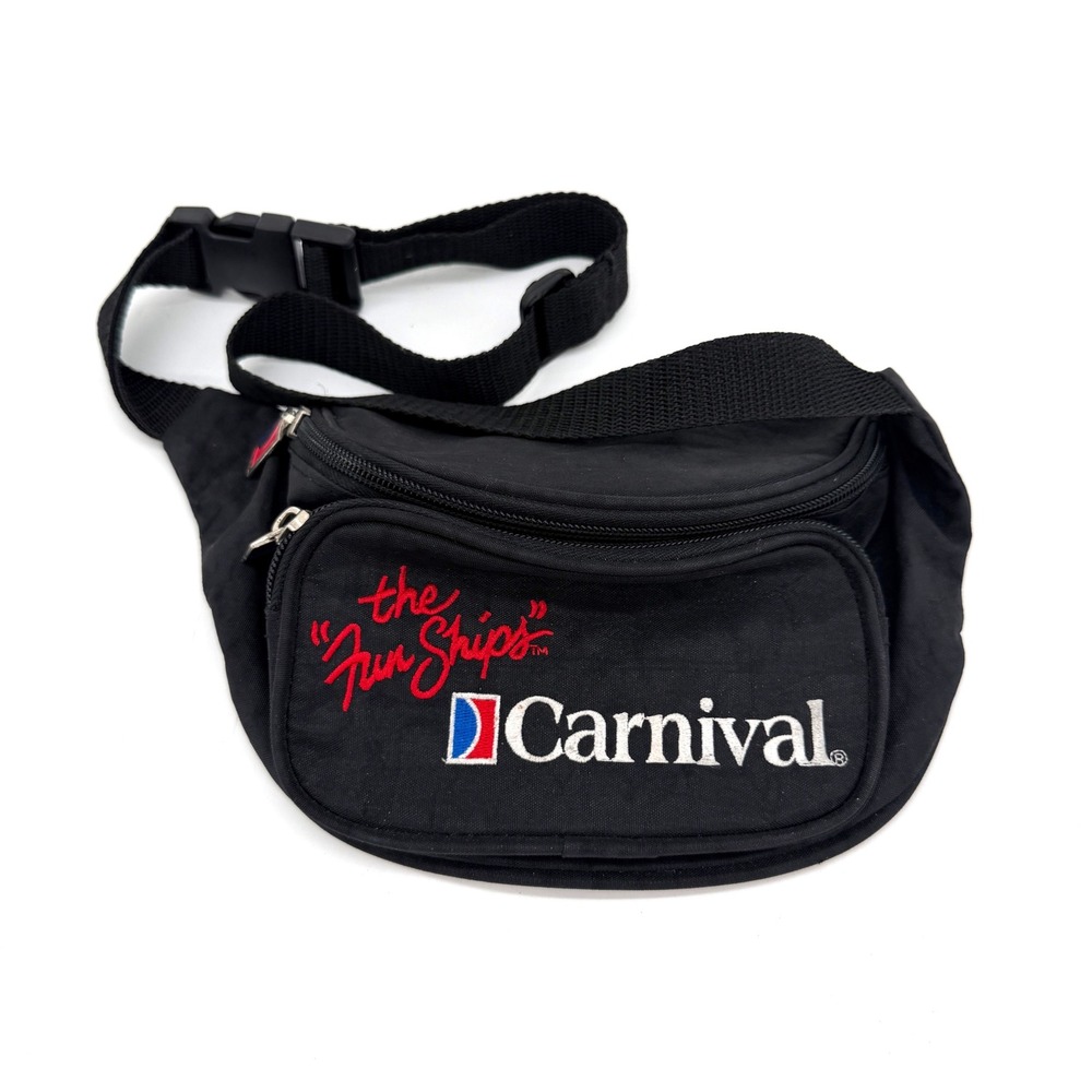 Vintage Carnival Cruise Line The Fun Ships Black Waist Bag Fanny Pack Travel